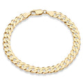 18K Gold Over Sterling Silver Solid Diamond-Cut Cuban Link Curb Chain Bracelet H7684