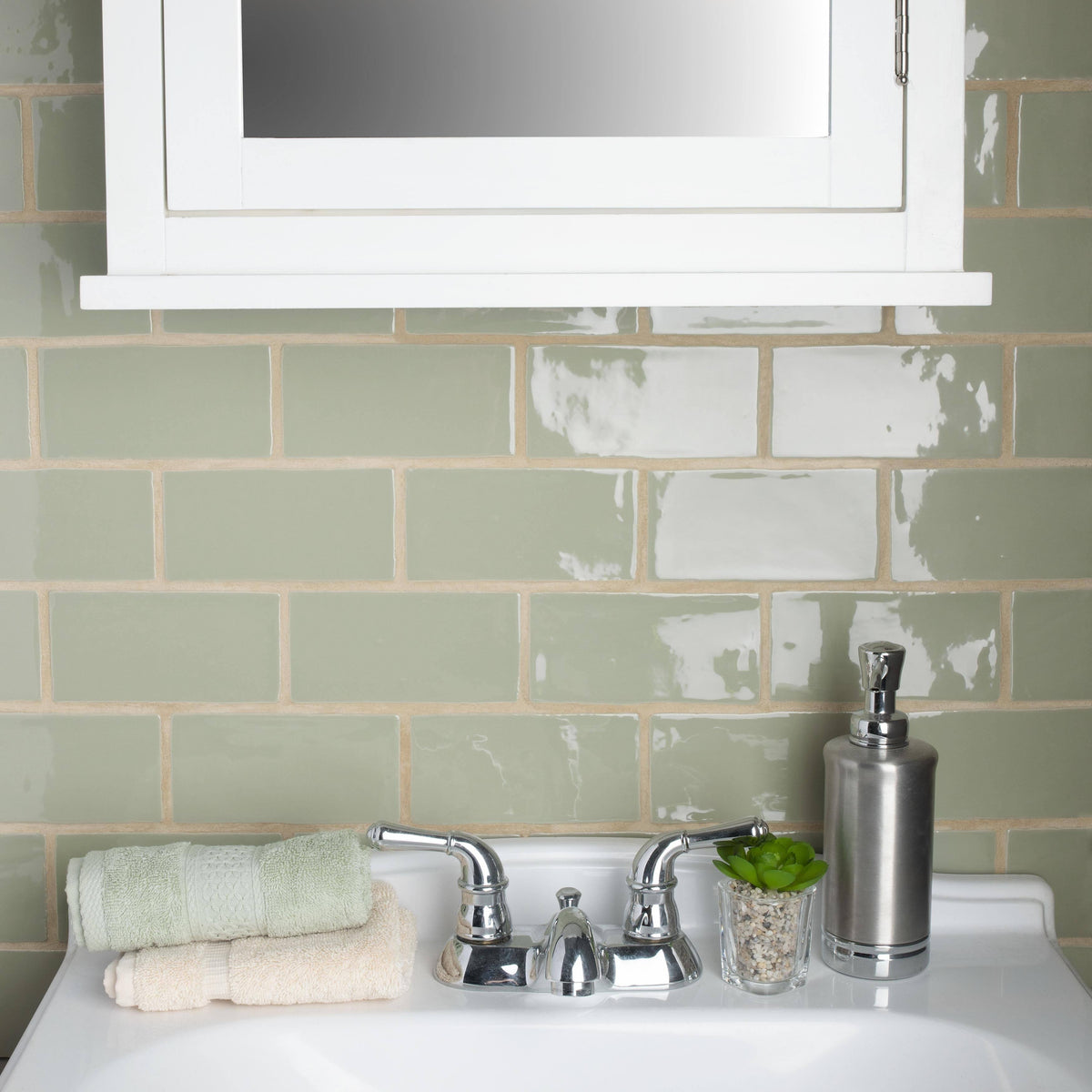 Sage Ceramic Wall Subway Tile - Case 44 Tiles K703