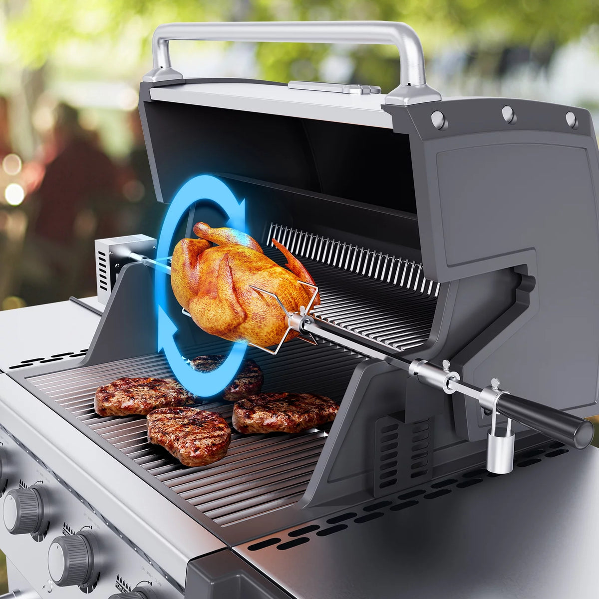 Universal Grill Rotisserie Kit BBQ Roaster 32"/39" Spit Rod Electric Motor S2574