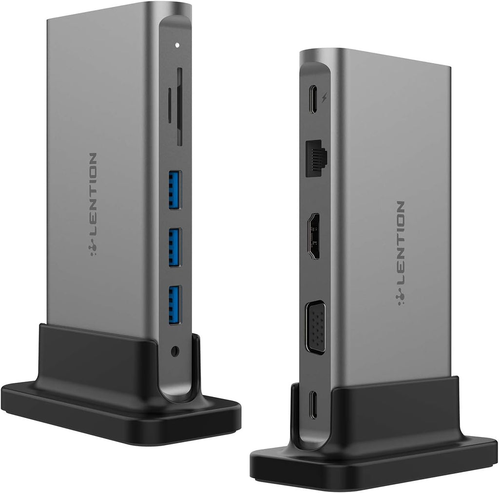 USB C Docking Station with 100W PD, 4K HDMI, VGA, Gigabit Ethernet, Card Reader, USB 3.0, Silver D643