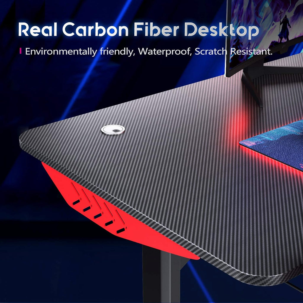 L Shaped Gaming Desk with Mouse Pad and Cup Holder W7079