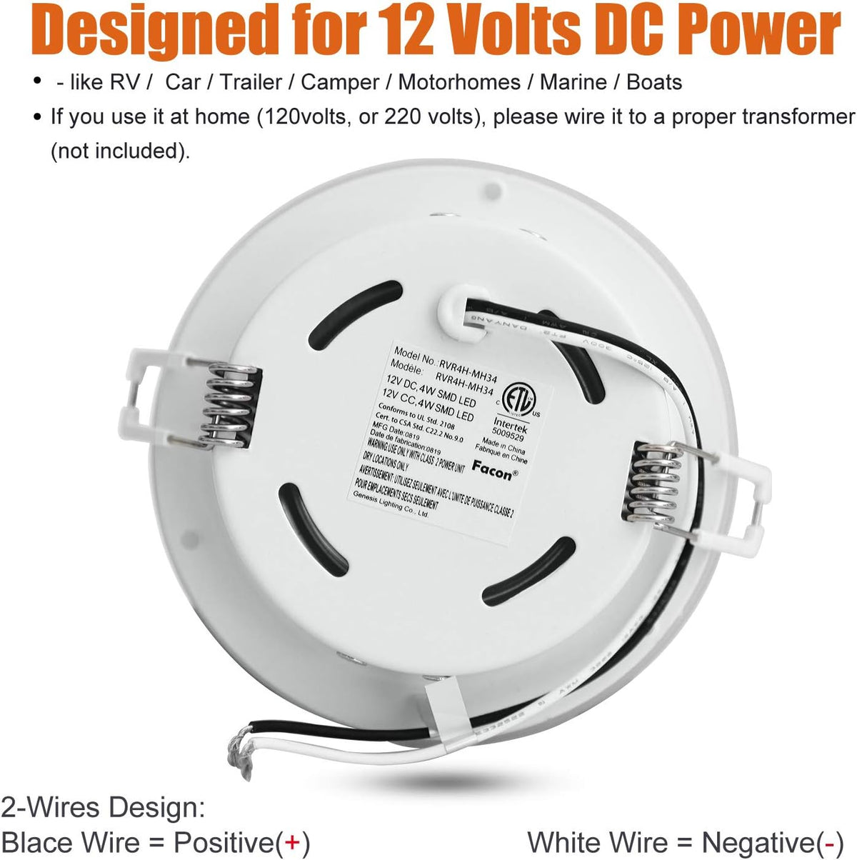 4.5Inch LED RV Puck Light Full Aluminum Recessed Ceiling Lights Pack of 6 A85047