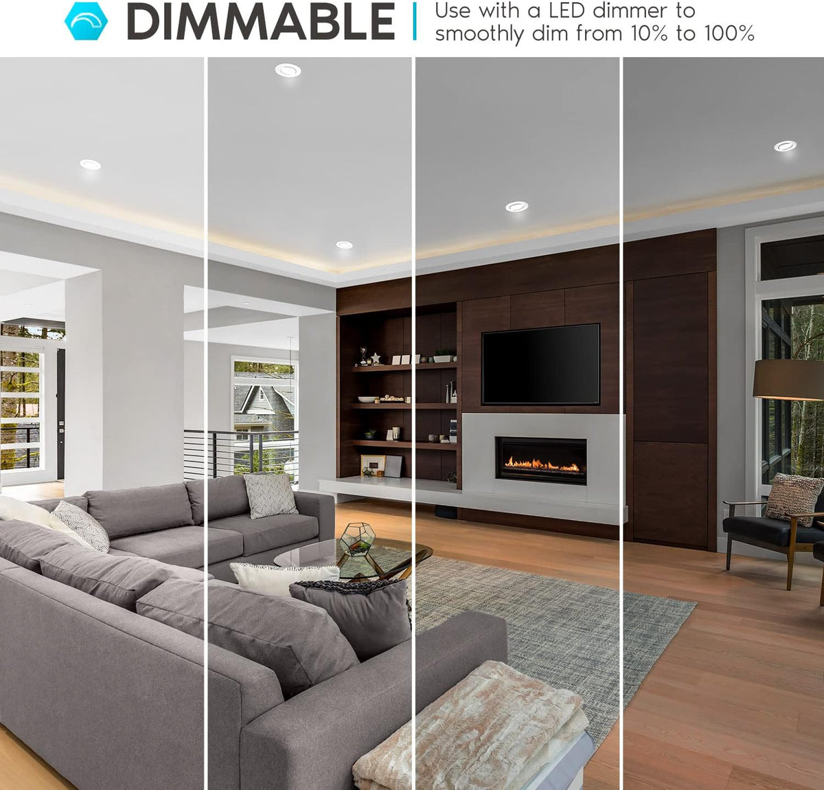4 Inch Gimbal LED Recessed Lighting, 5 Color Selectable, Dimmable, 6 Pack P938190