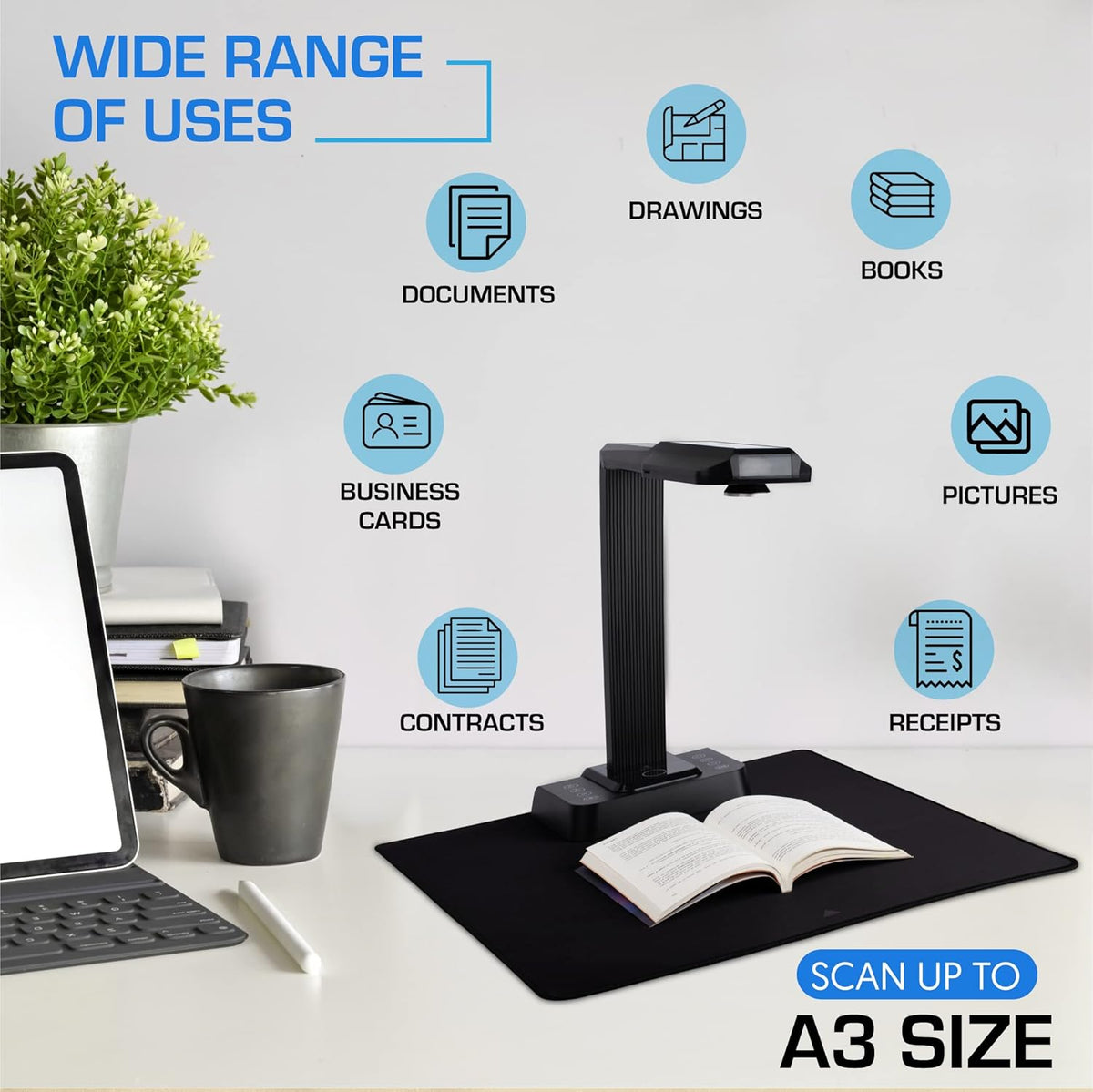 20MP Portable Overhead Document Camera Scanner N517