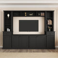 Black TV Stand Set with Storage Cabinets, Drawers and Shelves U870202