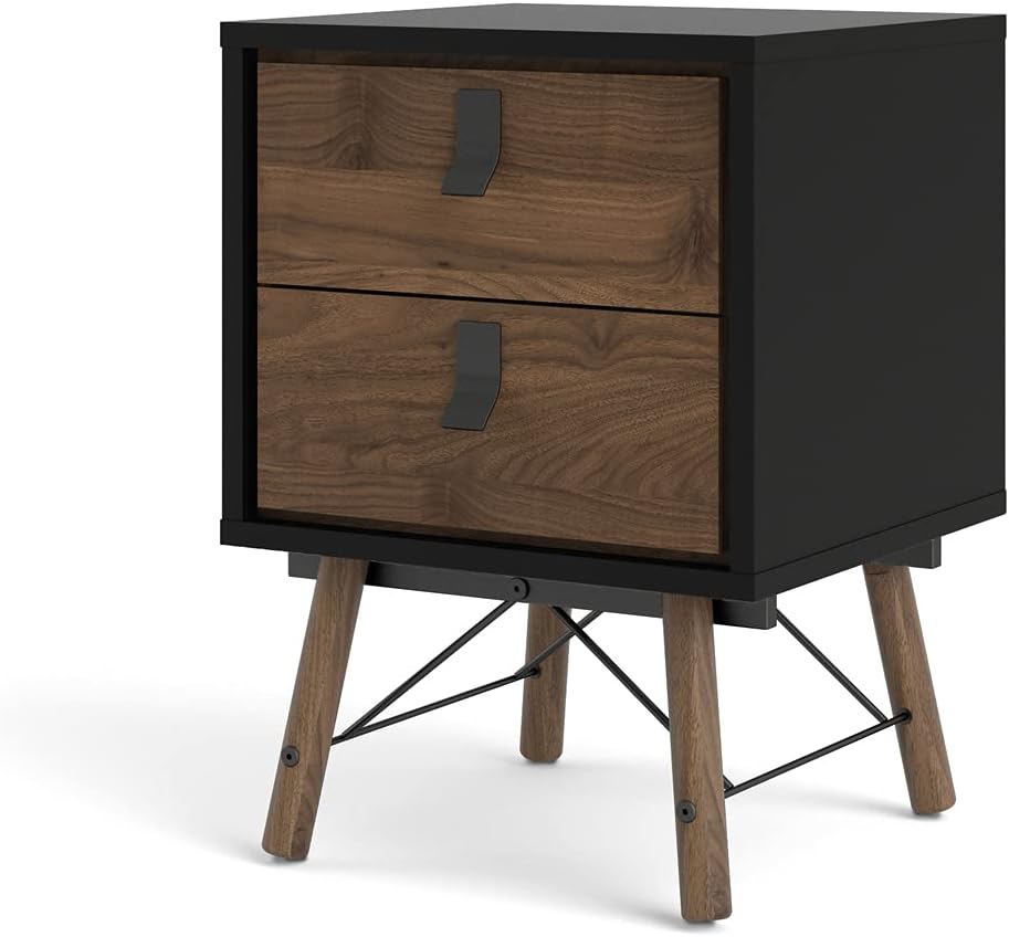 Black Matte 2 Drawer Nightstand K393468