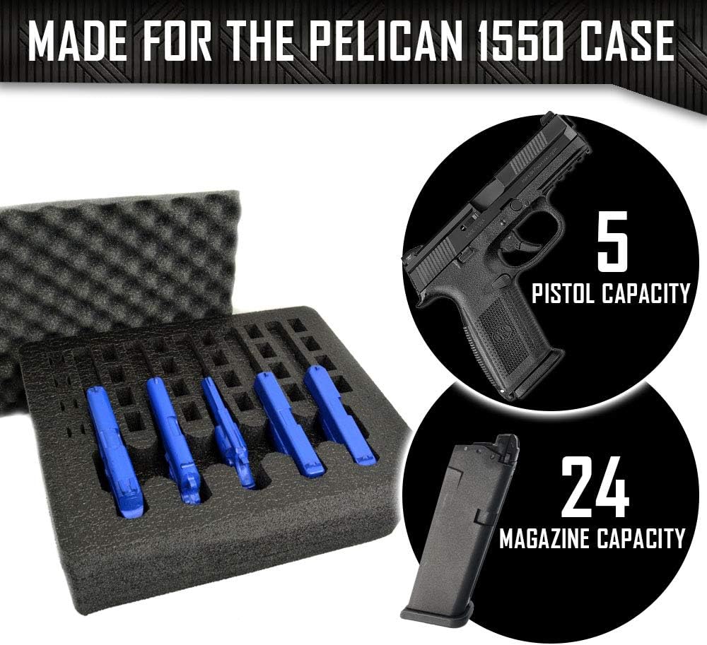 24 Magazine Foam Insert for Pelican 1550 Case 2 Piece Set K27258
