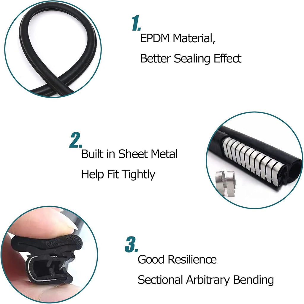 10Ft EPDM Rubber Car Door Seal Strip E2527