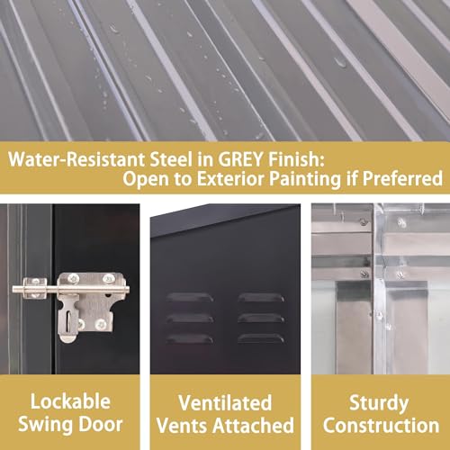 4x6 FT Metal Outdoor Storage Shed with Lockable Door, Grey G11666