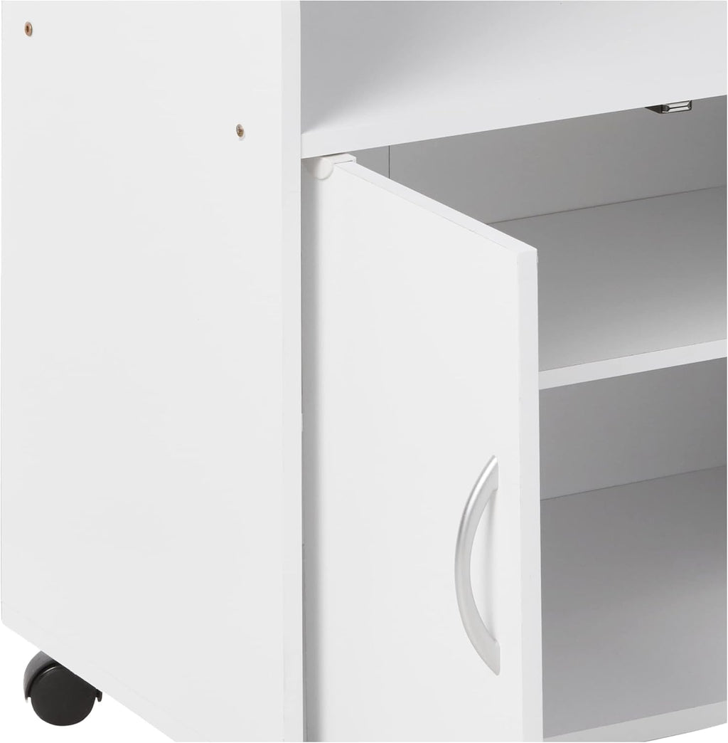 White Microwave Cart with Two Doors and Shelf C22882