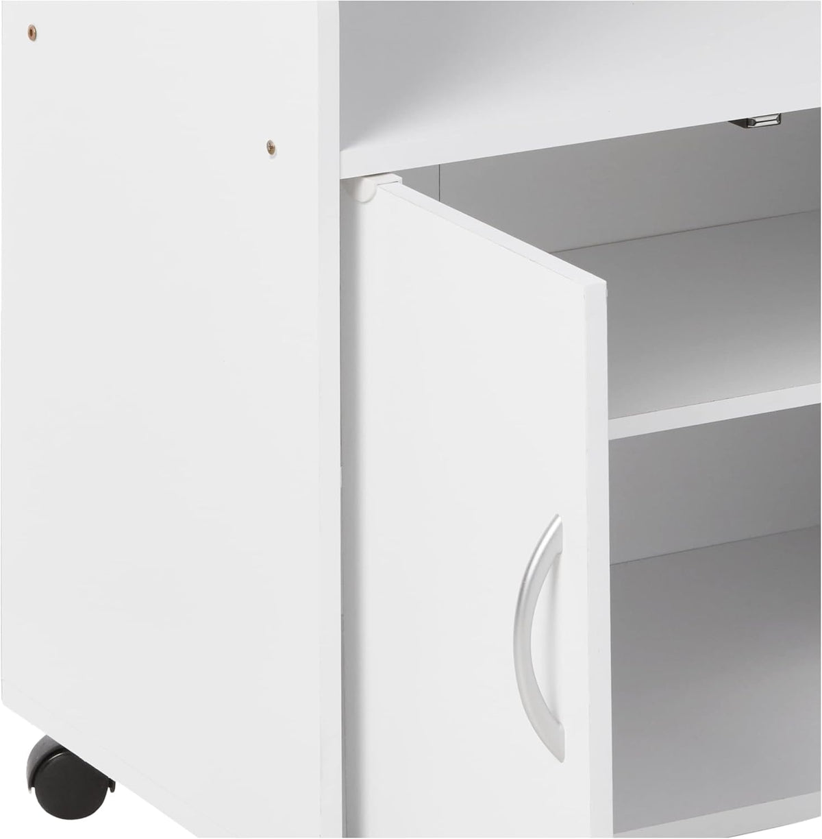White Microwave Cart with Two Doors and Shelf C22882