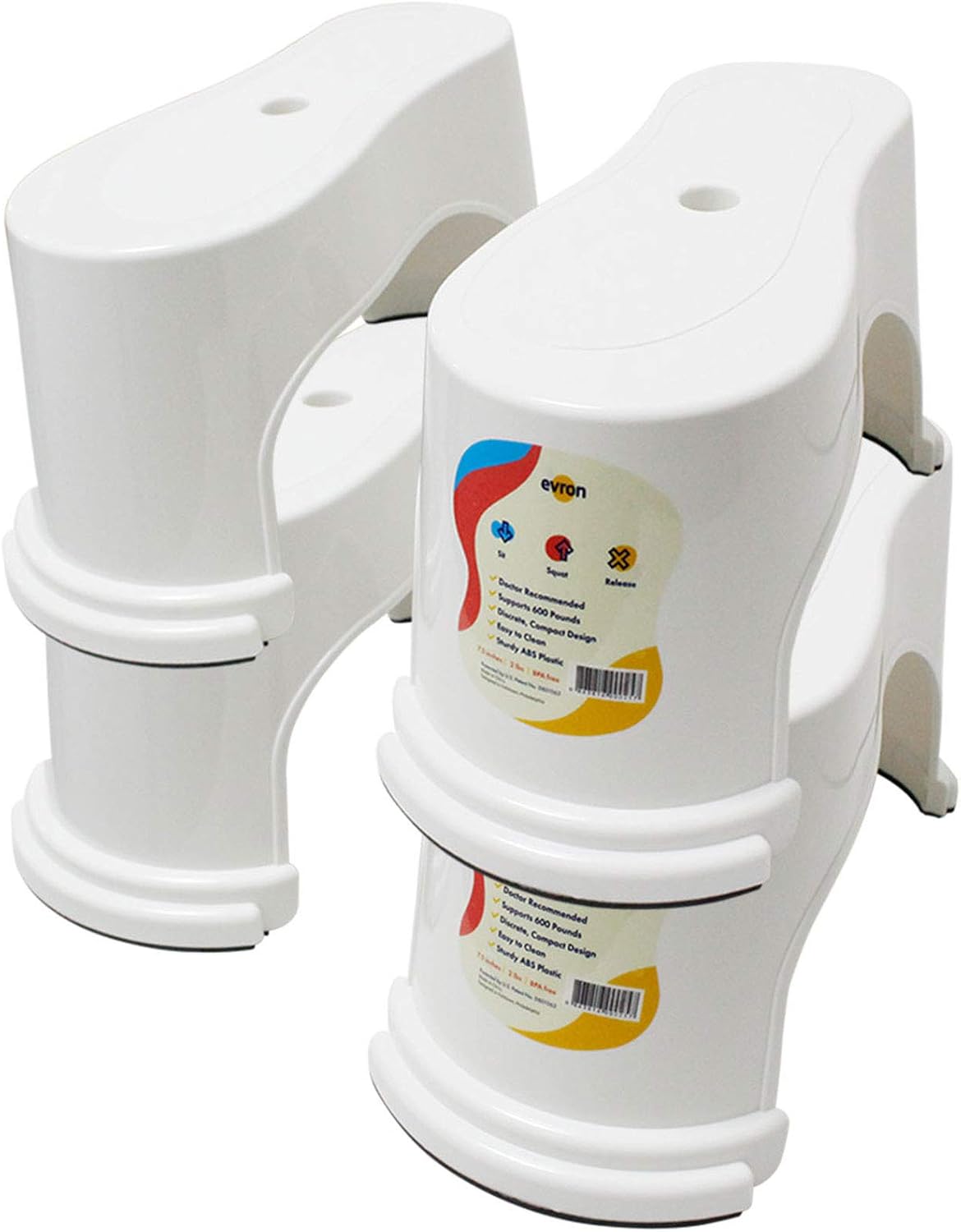 White 2 Pairs Plastic Toilet Stool E88270
