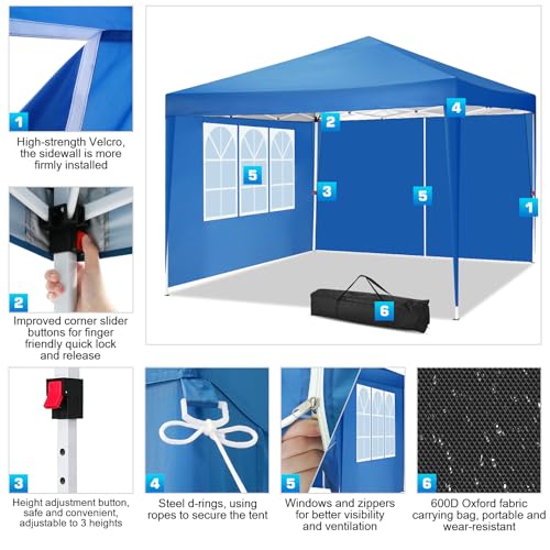 10x20 Pop Up Canopy Tent with 6 Sidewalls White E735916
