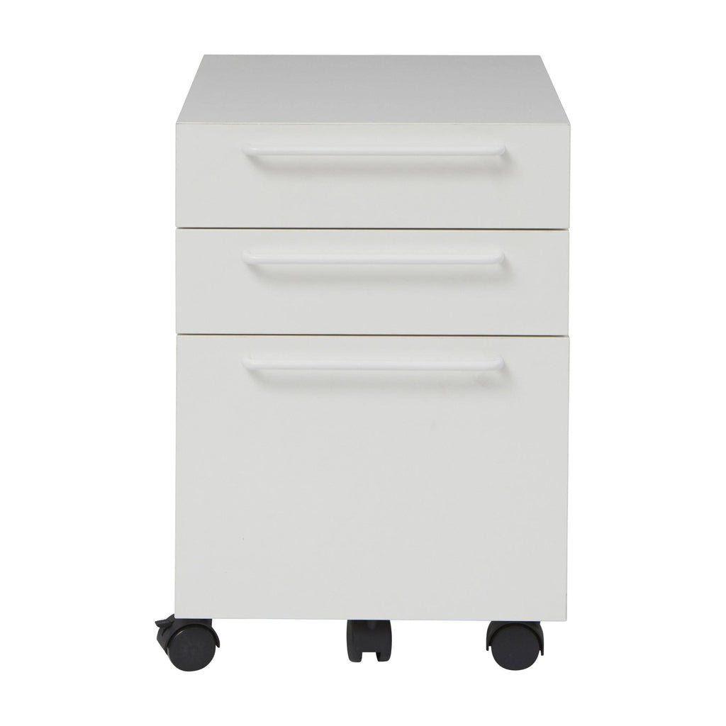 White Engineered Wood Mobile Pedestal with Castors D3769