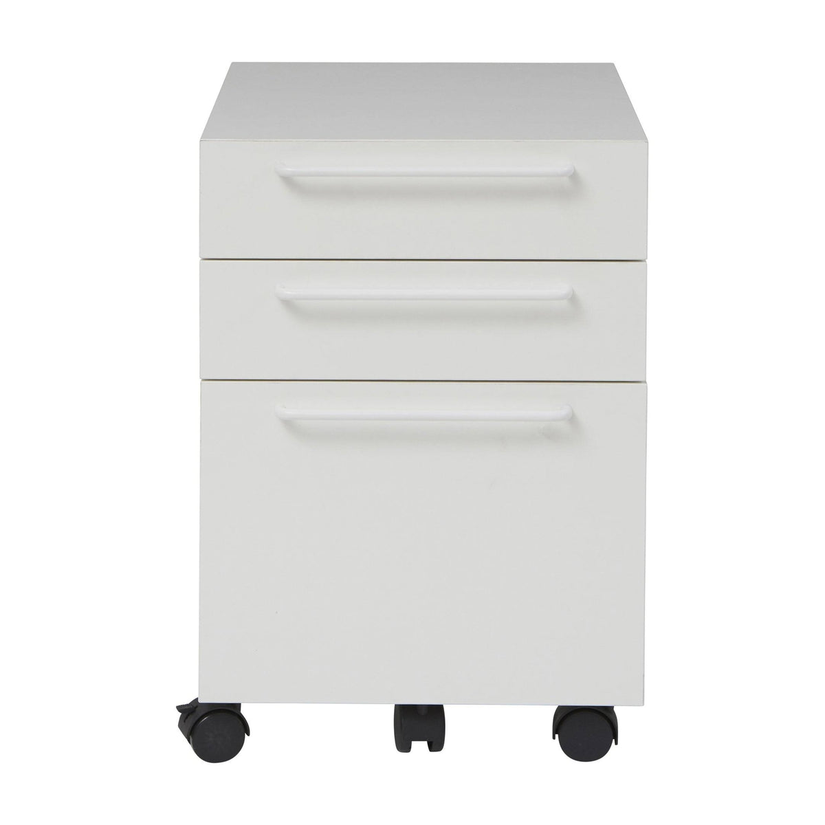 White Engineered Wood Mobile Pedestal with Castors D3769