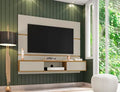 Off White and Cinnamon Floating Wall Entertainment Center S300