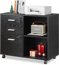 Black 3 Drawer Wood File Cabinet with Lock A24659