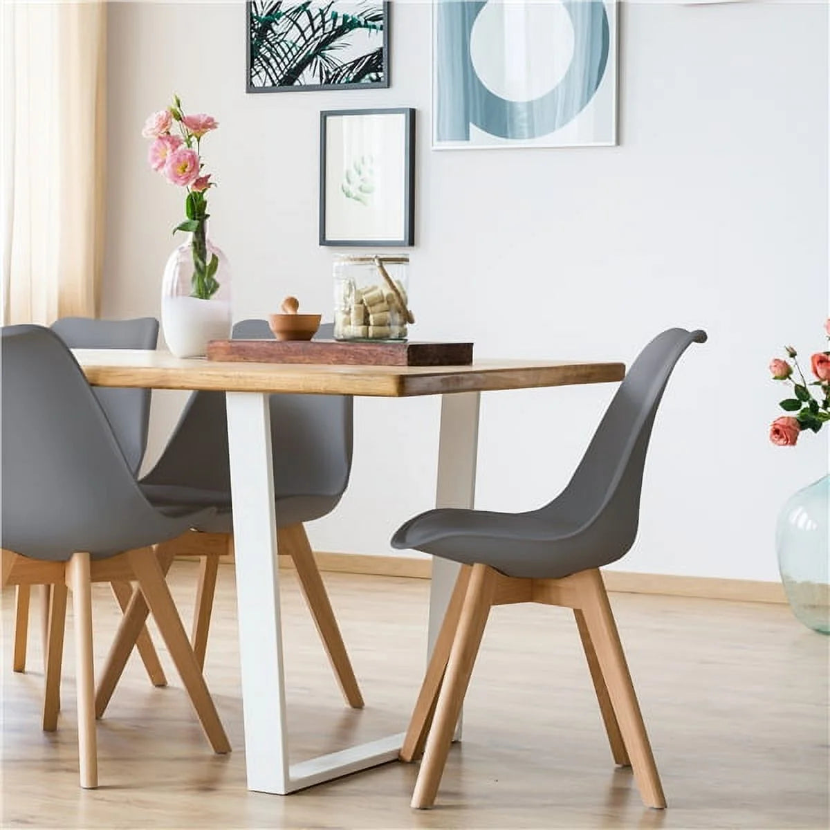 Gray Set of 4 Padded Dining Chairs O685353