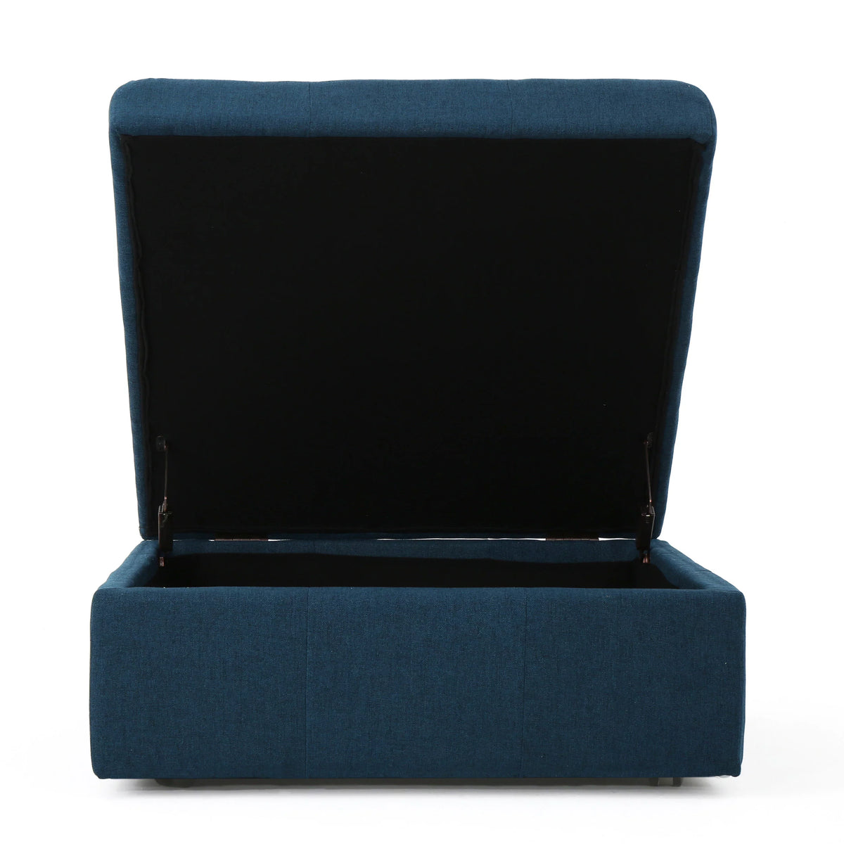 Navy Blue Tufted Fabric Storage Ottoman with Rolling Casters V89161