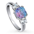 Rhodium Plated Sterling Silver Cushion Cut Cubic Zirconia Ring S58683