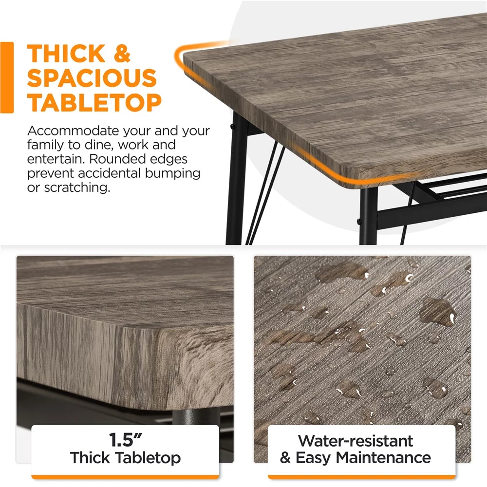 Drift Brown Dining Table Set with 4 Chairs and 1 Bench B286