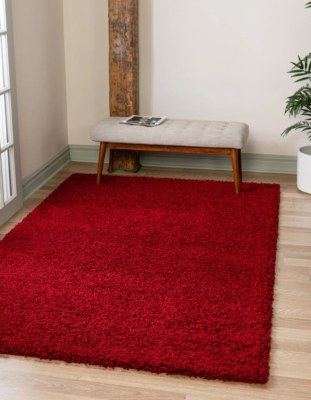Cherry Red 7' x 10' Shag Rug E372