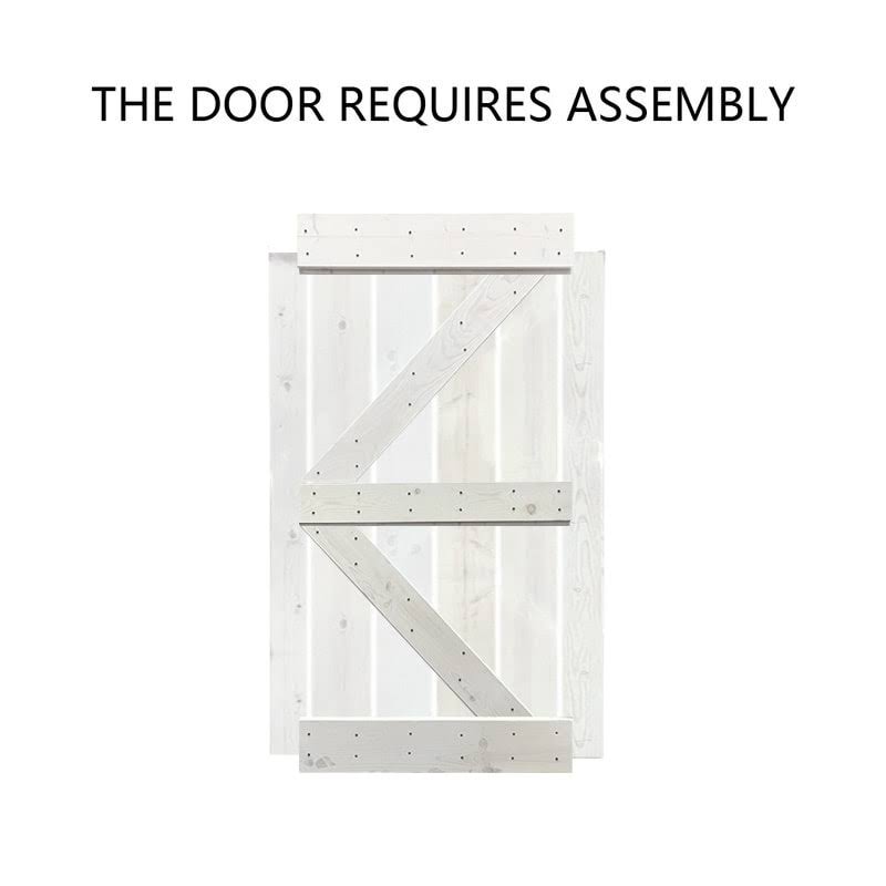 Sage Green Stained Wood Sliding Barn Door with Hardware Kit M3704