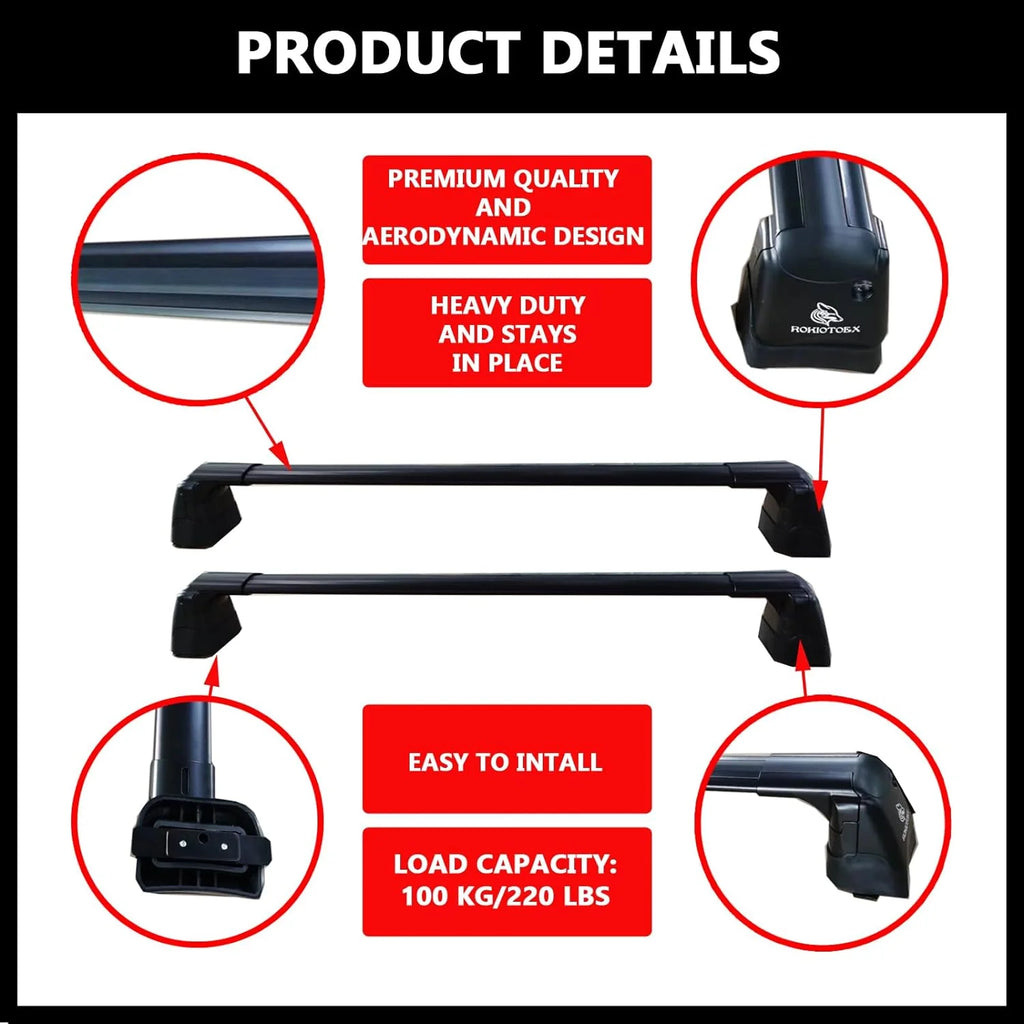 Black Lockable Roof Rack Crossbars U394431