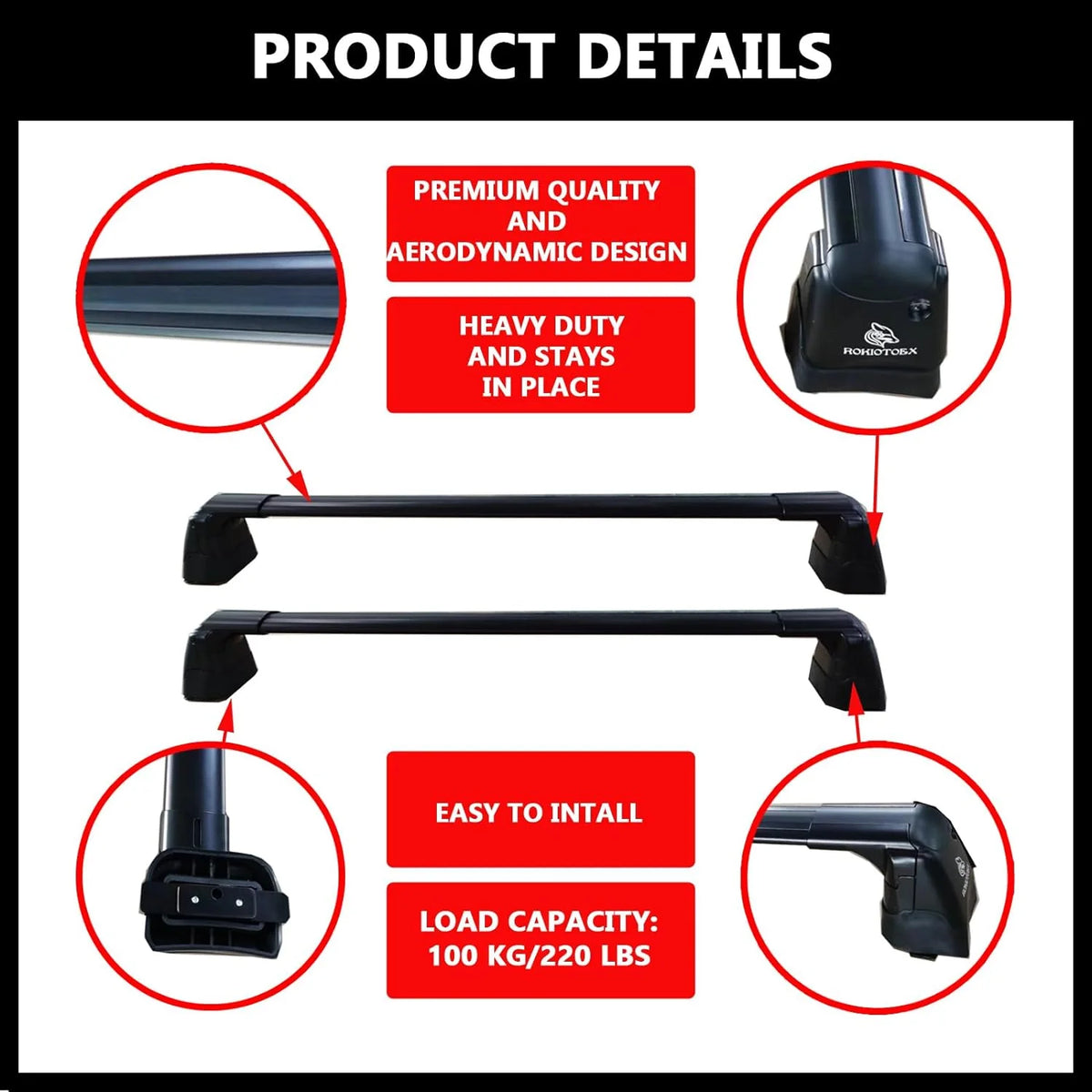 Black Lockable Roof Rack Crossbars U394431