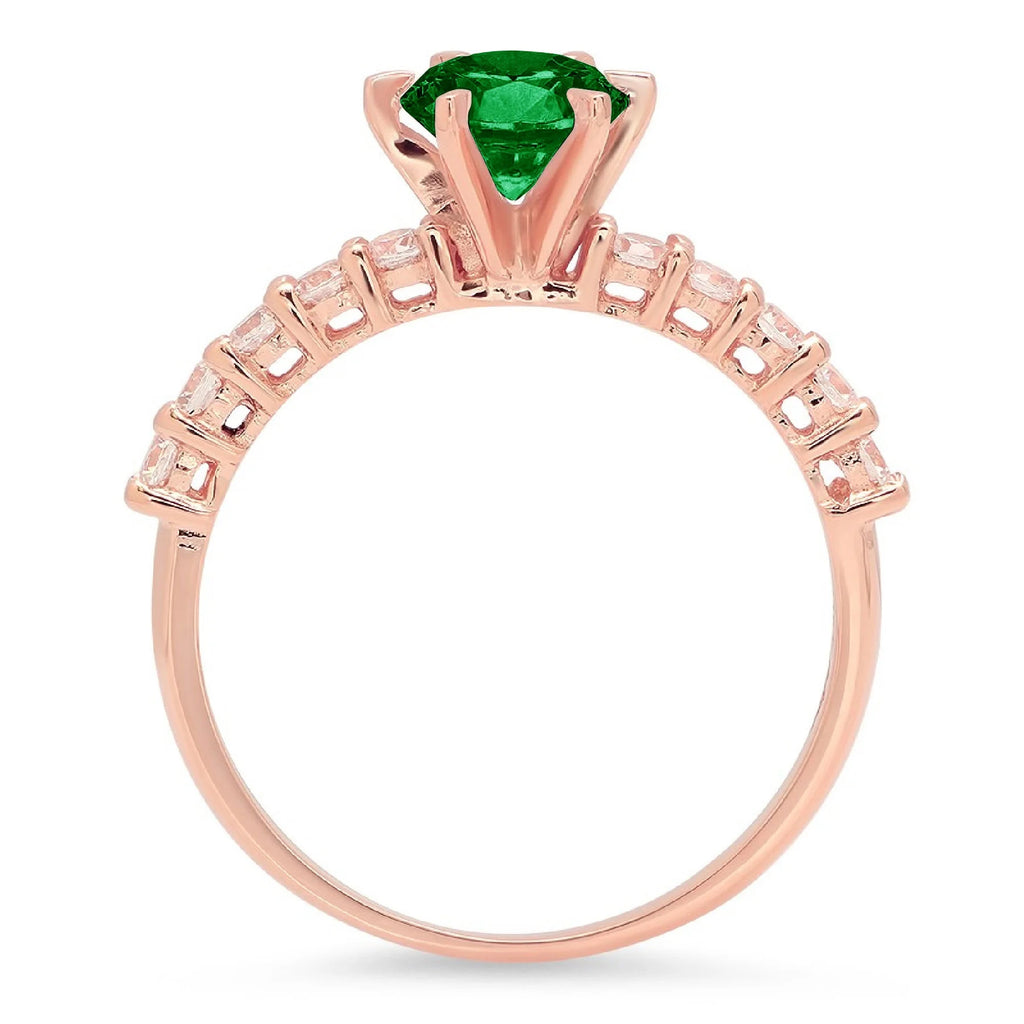 14k Rose Gold Green Simulated Emerald Engagement Ring Size 10.5 W7111