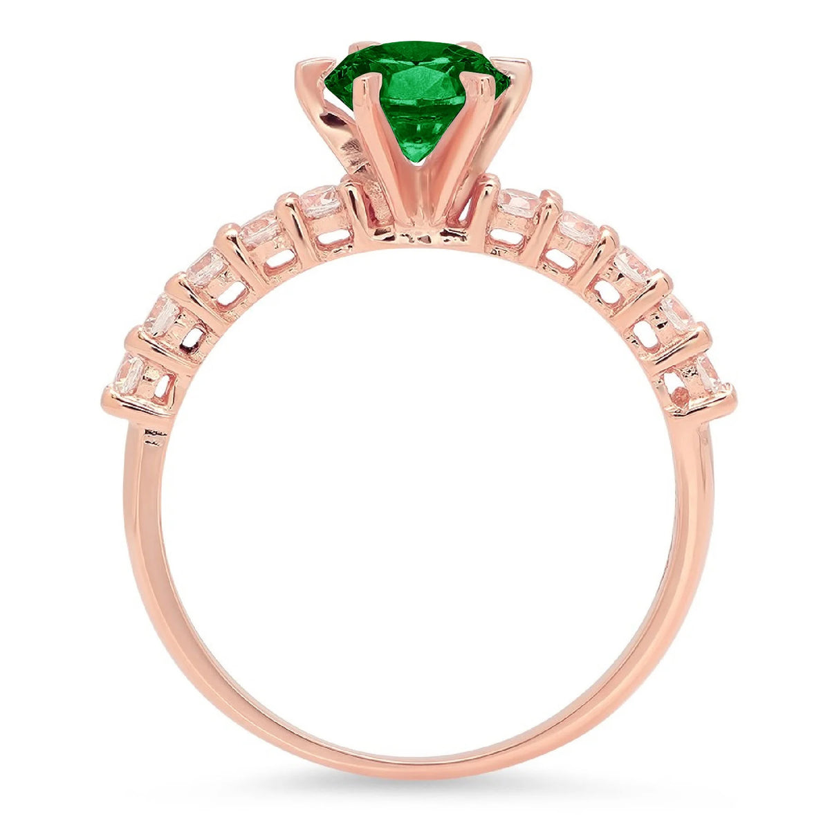 14k Rose Gold Green Simulated Emerald Engagement Ring Size 10.5 W7111