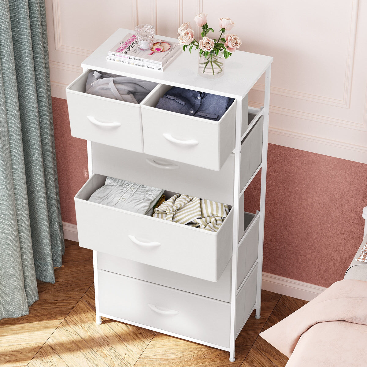 White 6 Drawer Wood Dresser C262