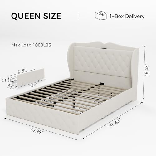 Full Size Velvet Upholstered Platform Bed Frame with 4 Storage Drawers X6688