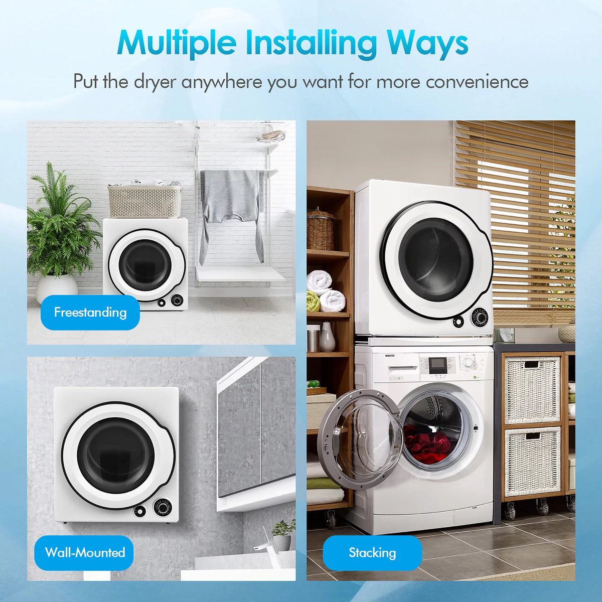 1350W Electric Compact Laundry Dryer 13.2 LBS H5619