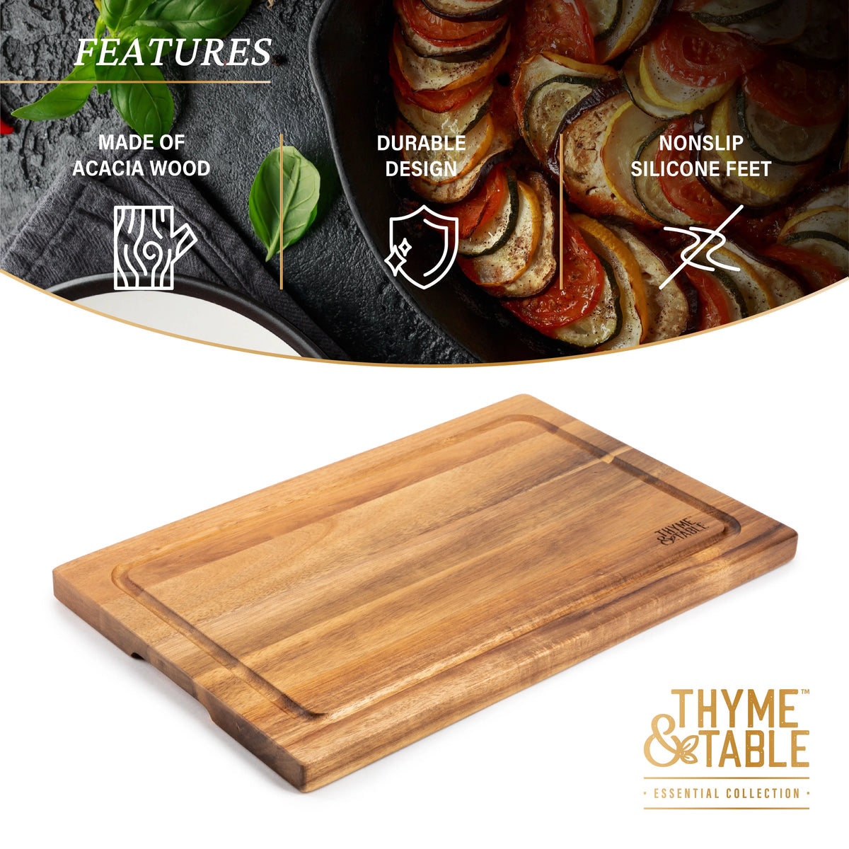 12" x 18" Acacia Wood Cutting Board I722