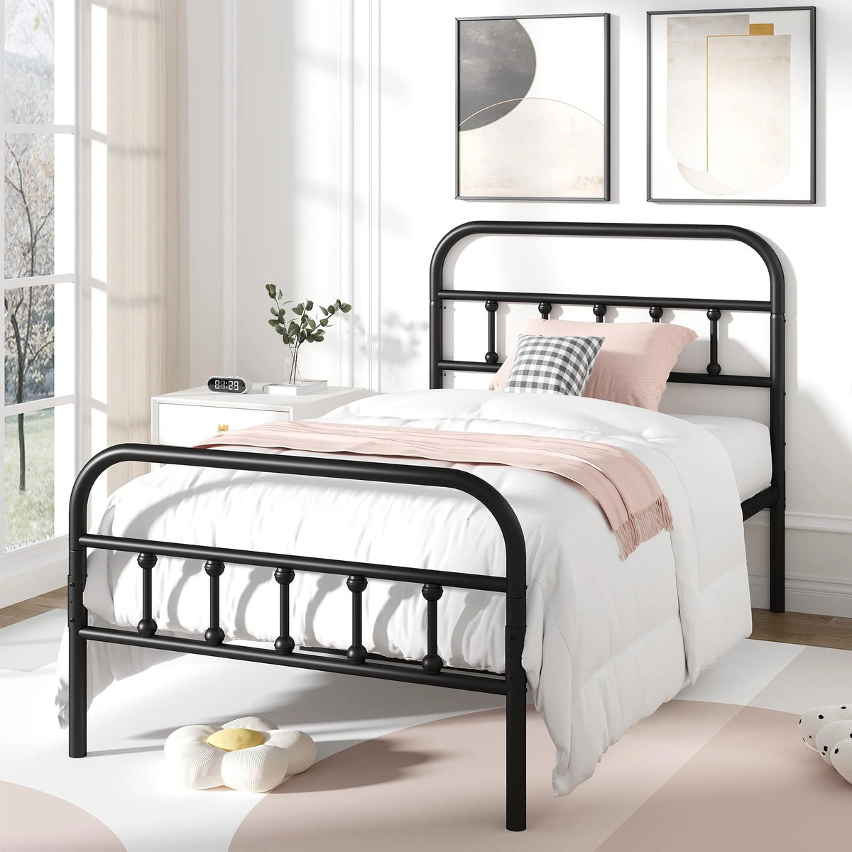 Full Size Metal Platform Bed Frame with Headboard X6850