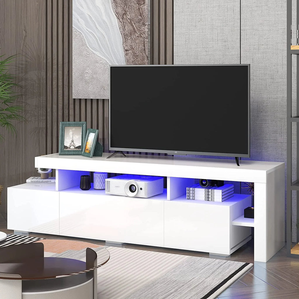 White High Gloss LED TV Stand with Shelf B408472