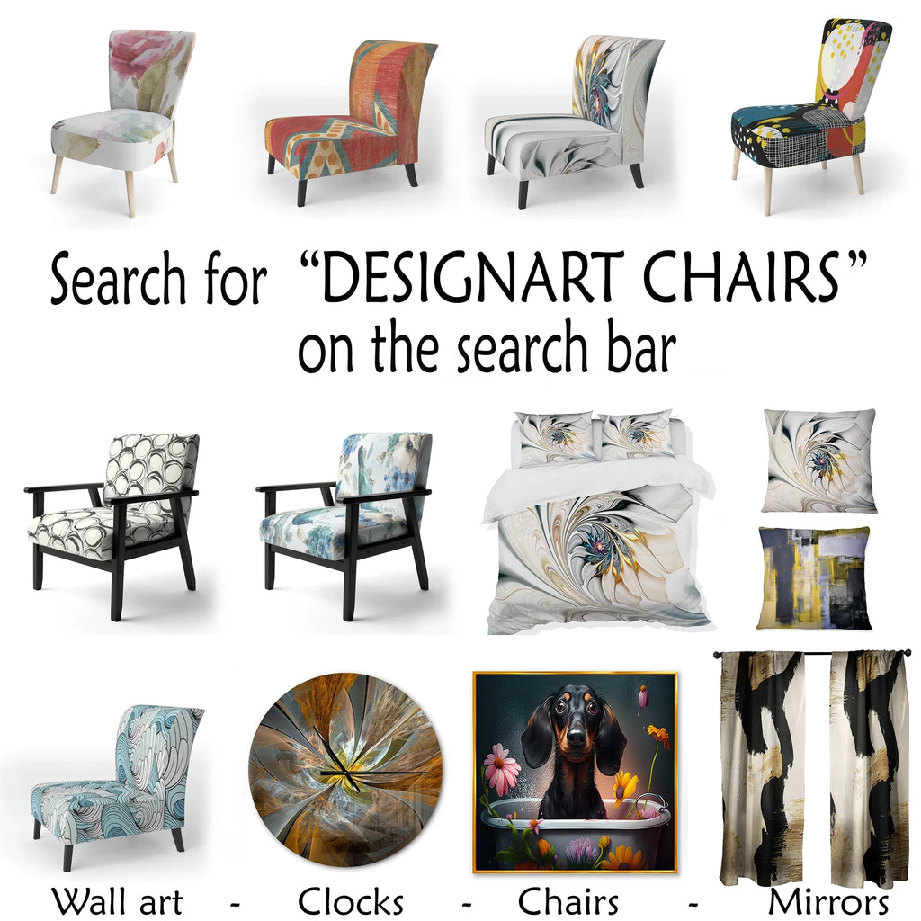 Pink Flowers Abstract Modern Art Upholstered Accent Chair and Arm Chair S846