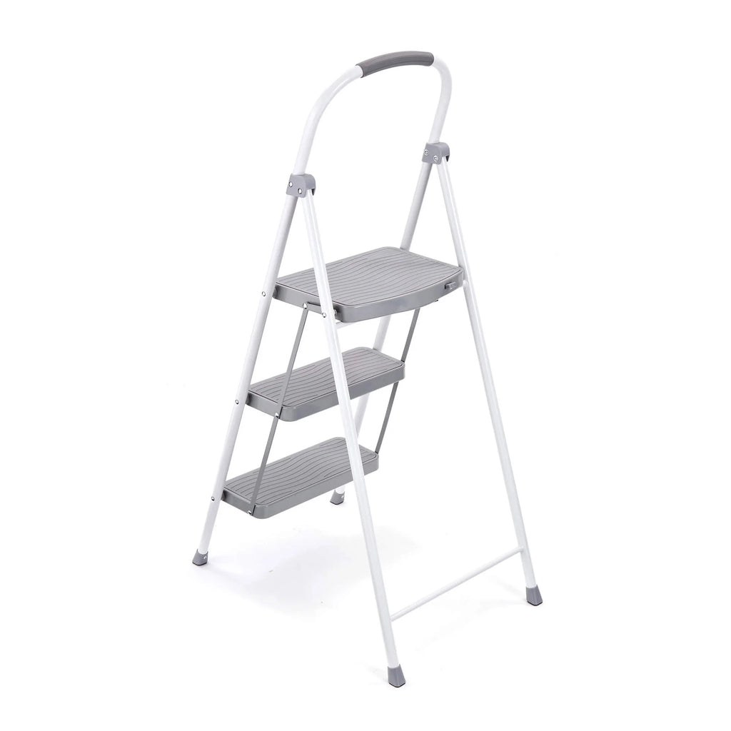 3 Step Folding Steel Step Stool, White V895