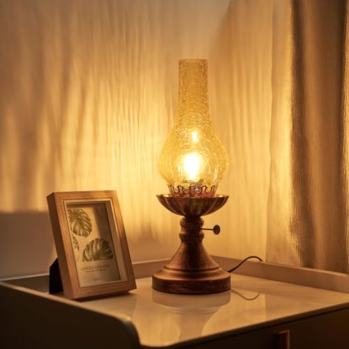 Vintage Crackled Glass Table Lamp Q900783