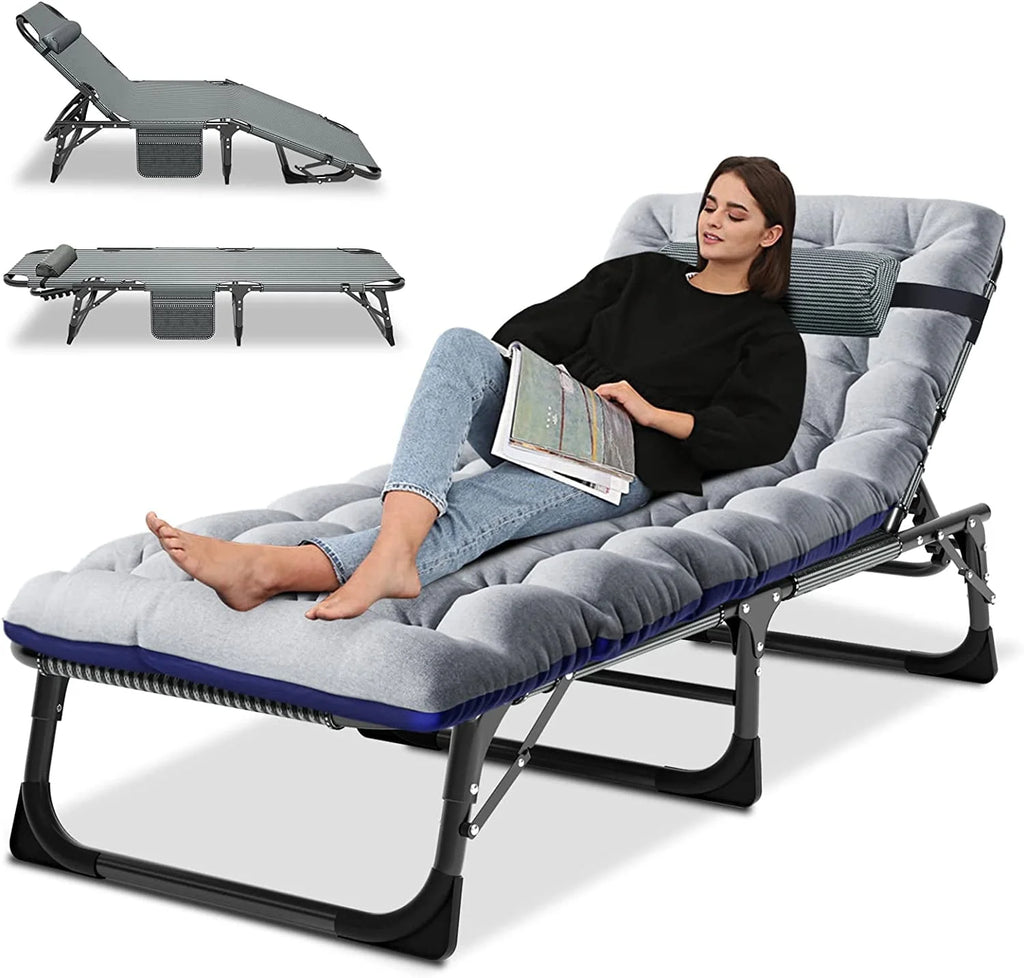 Folding Camping Cot with Cushion & Pillow H46537