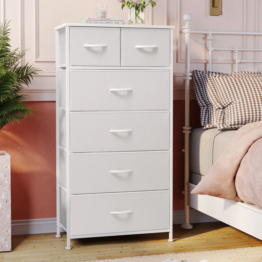 White 6 Drawer Wood Dresser C262