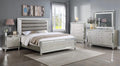 6pc Queen Size Upholstery LED Bed Dresser Mirror Nightstand Chest Wooden Bedroom Furniture Set K157