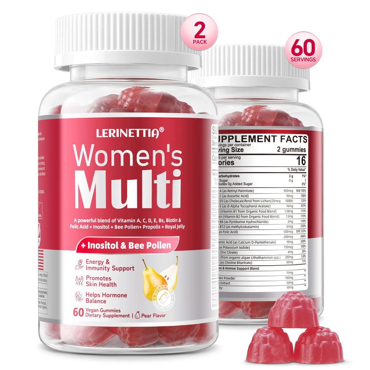 120 Count Vegan Sugar Free Womens Multivitamin Gummies P274875