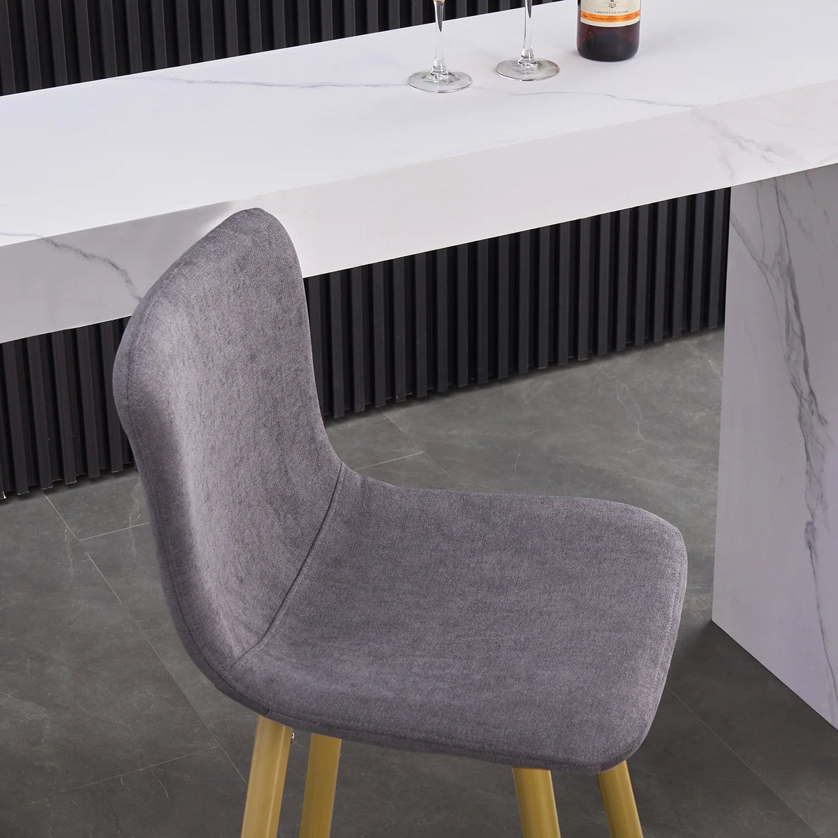 30'' Upholstered Bar Stools Set of 2 with Back & Metal Legs, Gray A84969