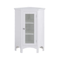Wooden Corner Floor Cabinet with Glass Door White E19564