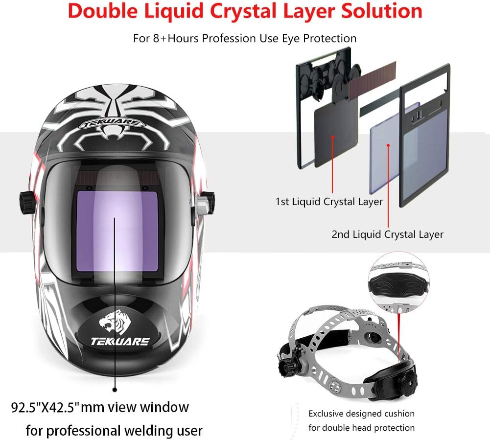 Solar Powered Auto Darkening Welding Helmet with 4 Arc Sensor C370