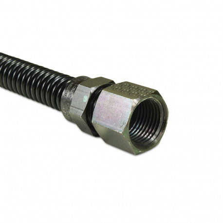 24" Black Stainless Steel Gas Fireplace Connector, 1/2" MIP x 1/2" FIP, 3/8" ID T39086
