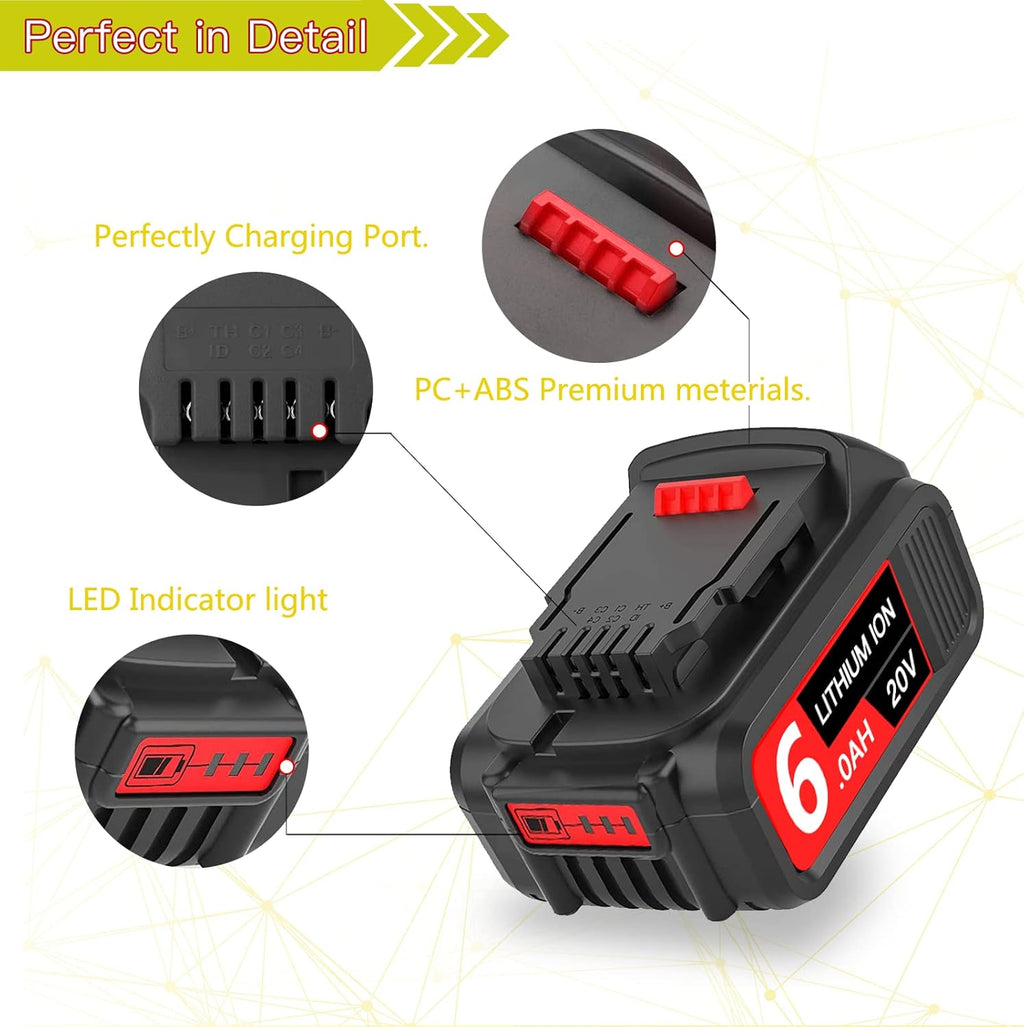 2Pack 6.0Ah 20V Replacement Battery for Cordless Power Tools K677899