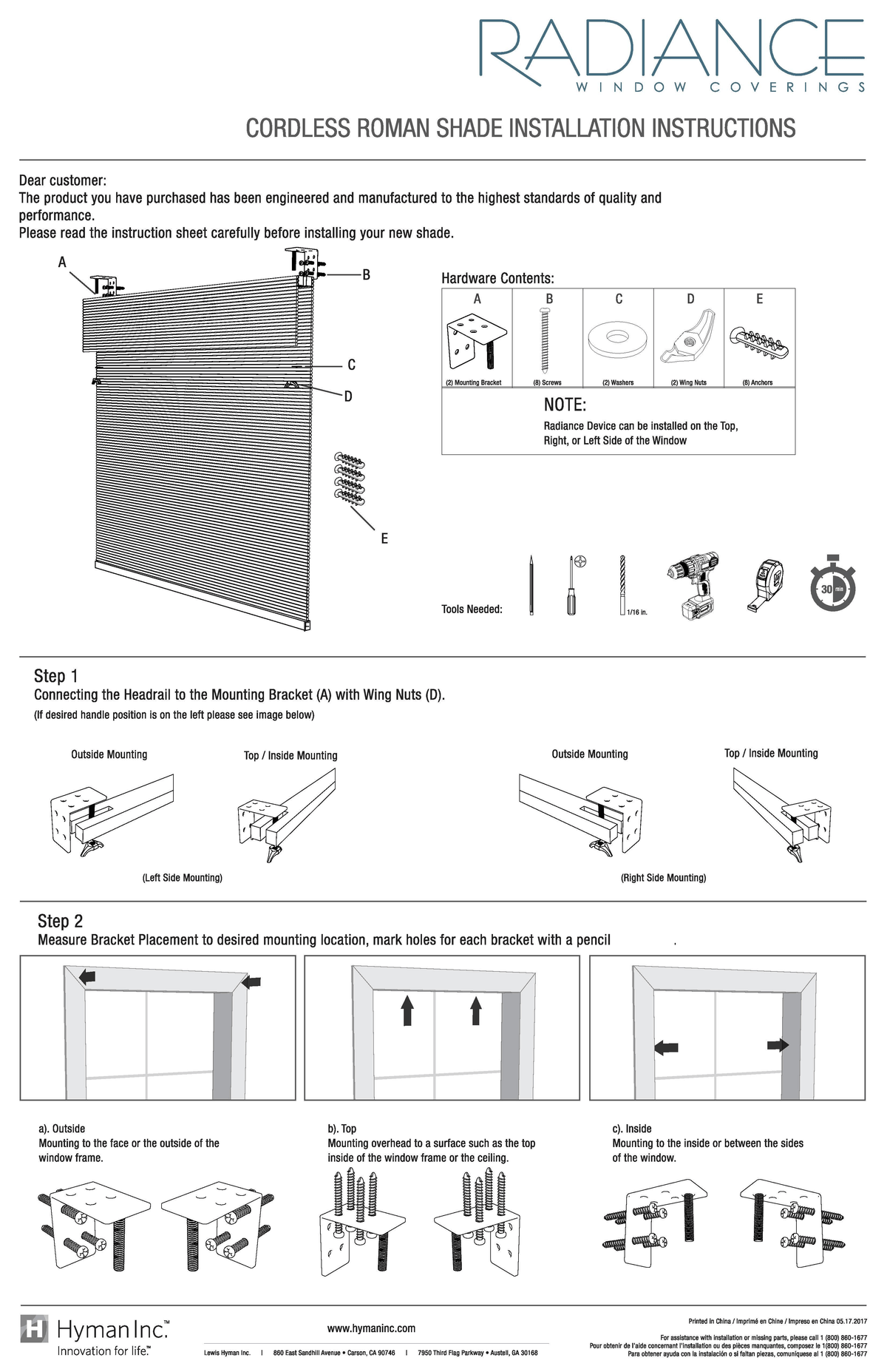 Cordless Roman Shade 41x64 L422374